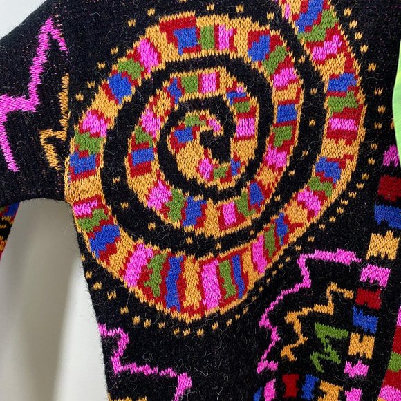 NWT! FARM RIO Mixed Scarves Black Sweater M - Picture 7 of 16